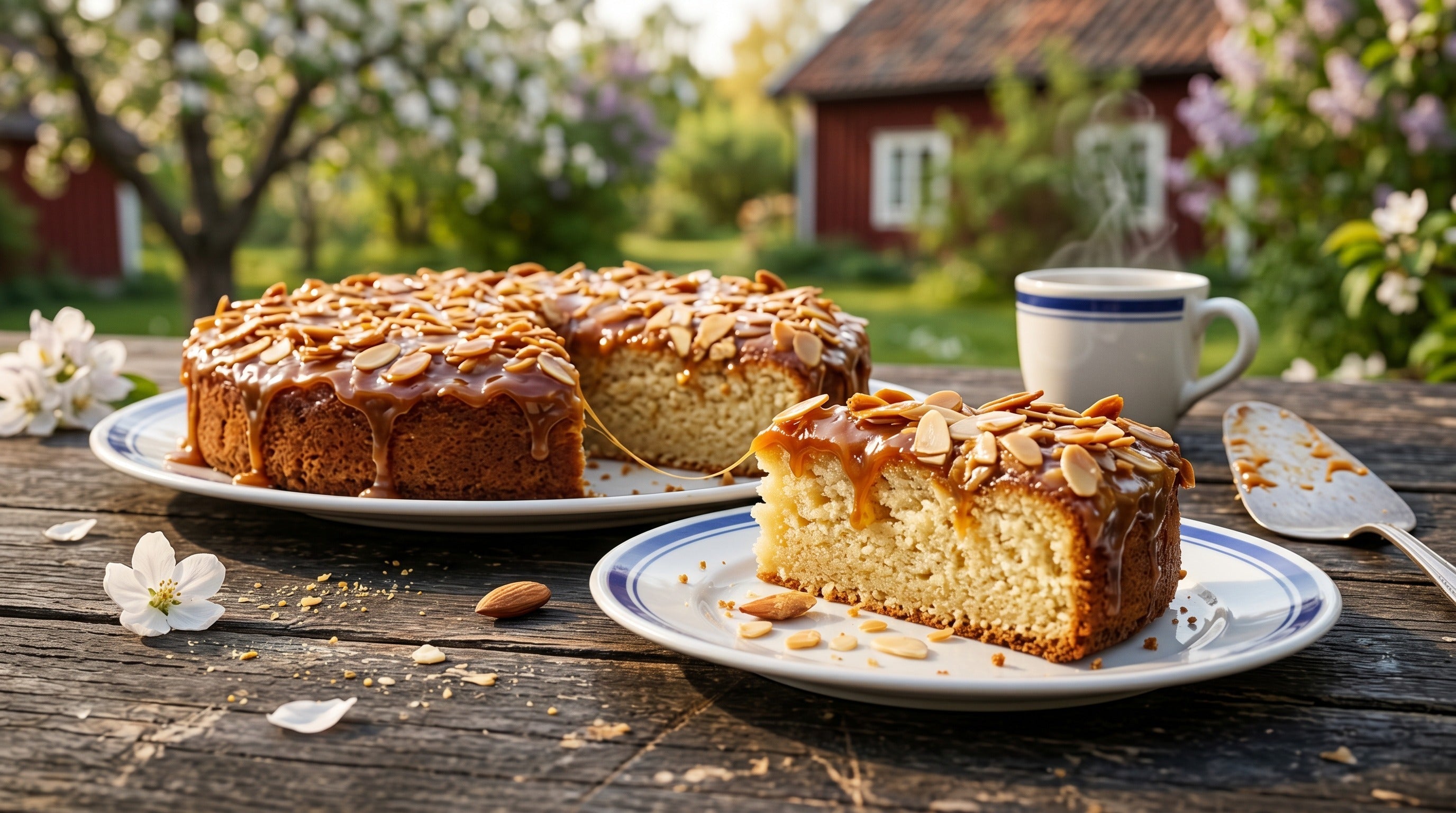 Authentic Swedish Toscakaka (almond caramel cake) with golden crispy toffee topping – classic Nordic fika cake | Swedish Cravings
