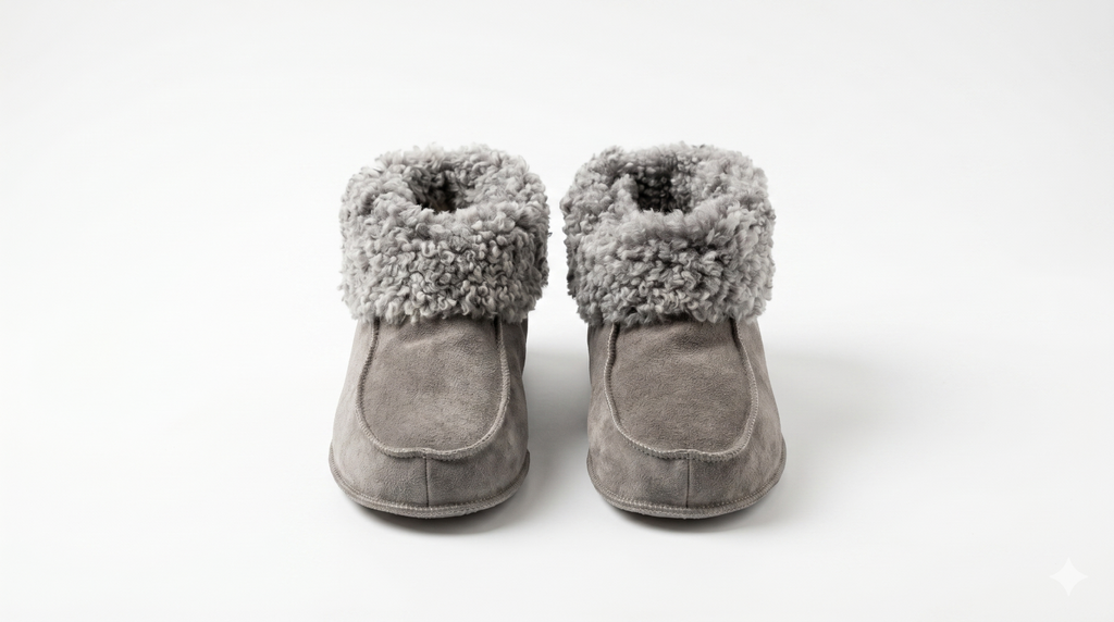 Sheepskin Slippers – Warm Wool-Lined House Slippers with Genuine Sheepskin Collar | Cozy Indoor Footwear for Women &amp; Kids