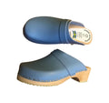 Original Blue Swedish Wooden Clogs – Handmade in Sweden | Genuine Blue Leather & Alder Wood