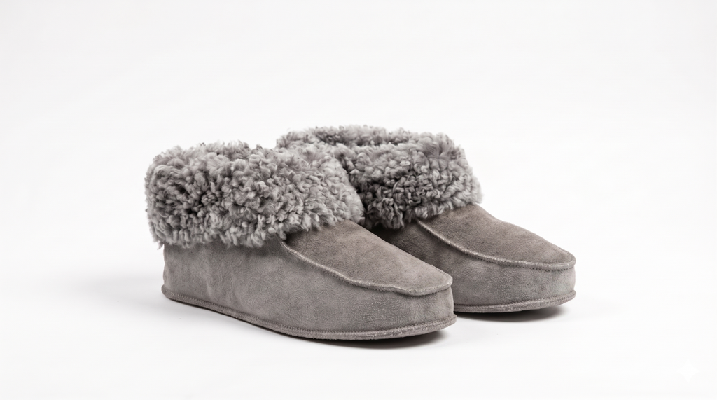 Sheepskin Slippers – Warm Wool-Lined House Slippers with Genuine Sheepskin Collar | Cozy Indoor Footwear for Women &amp; Kids