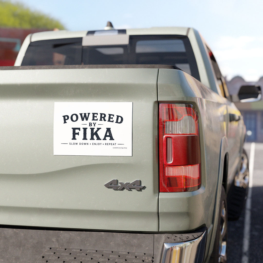 Powered by Fika™ Car Magnet – Premium Scandinavian Lifestyle Car Magnet