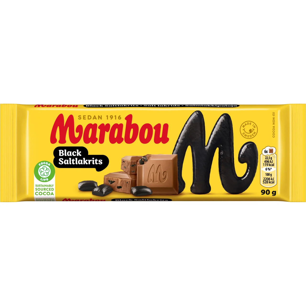 10 Bars of Marabou Black Saltlakrits 90g (3.53 oz) – Swedish Milk Chocolate with Salty Licorice