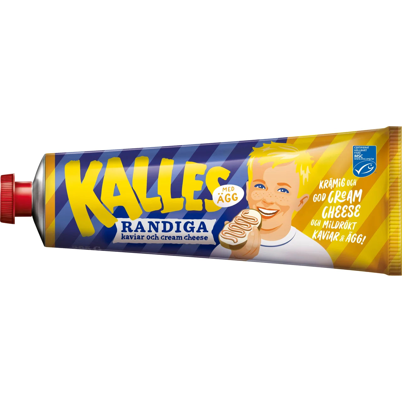 6 x Kalles Randiga Med Ägg 285g (10.05 oz) – Swedish Striped Cod Roe, Cream Cheese & Egg Spread