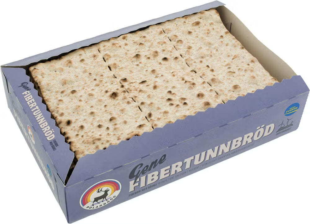 2 Packs of Polarbröd Fibertunnbröd Gene 330g (11.64 oz) – Authentic Swedish Fiber-Rich Crisp Thin Bread