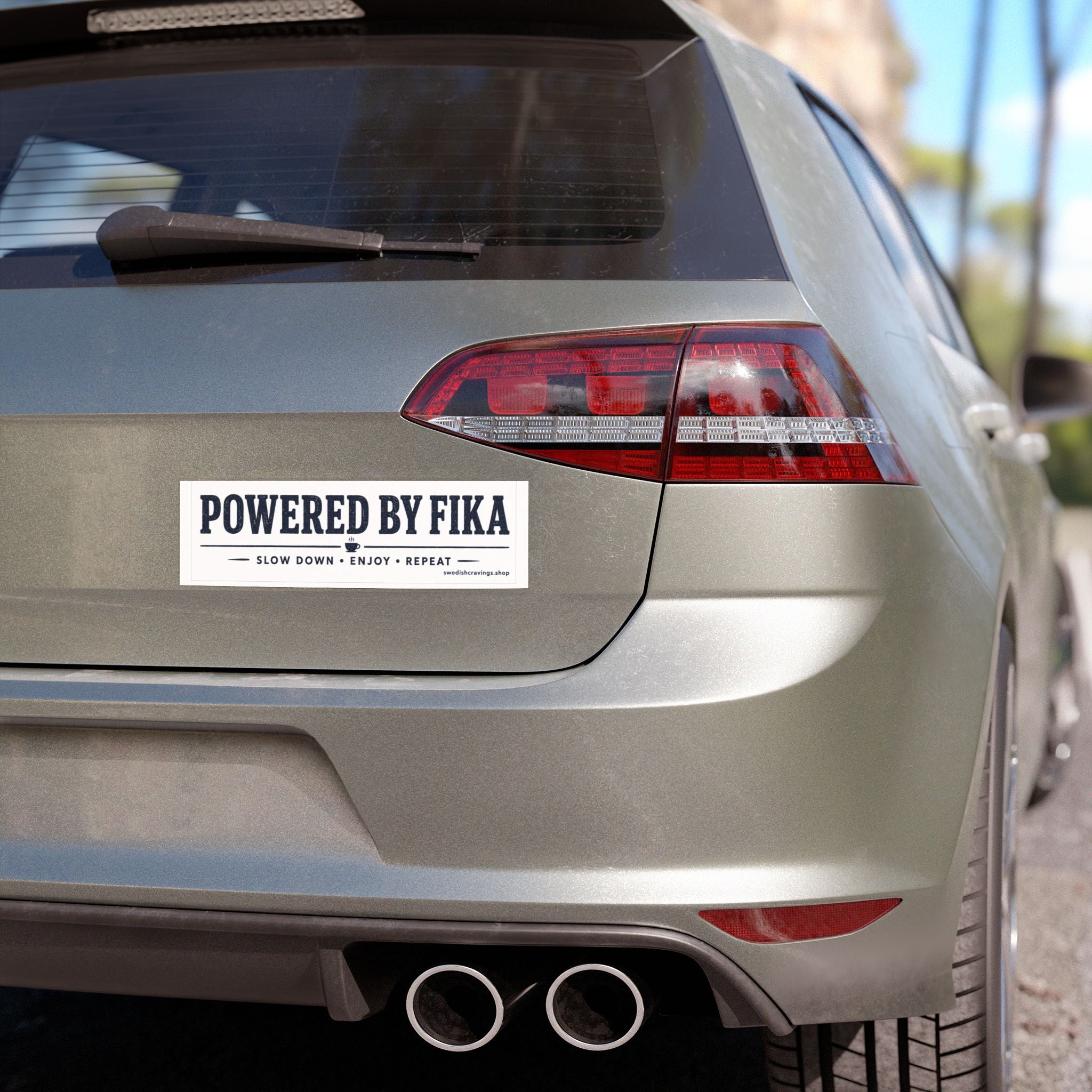 Powered by Fika™ Car Magnet – Premium Scandinavian Lifestyle Car Magnet