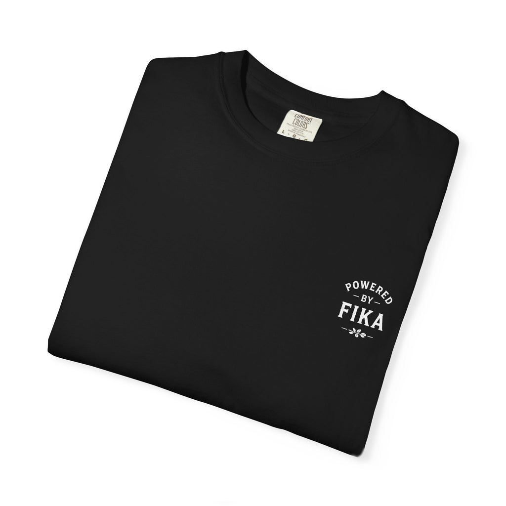 Powered by Fika™ – Slow Down • Enjoy • Repeat - Unisex T-shirt