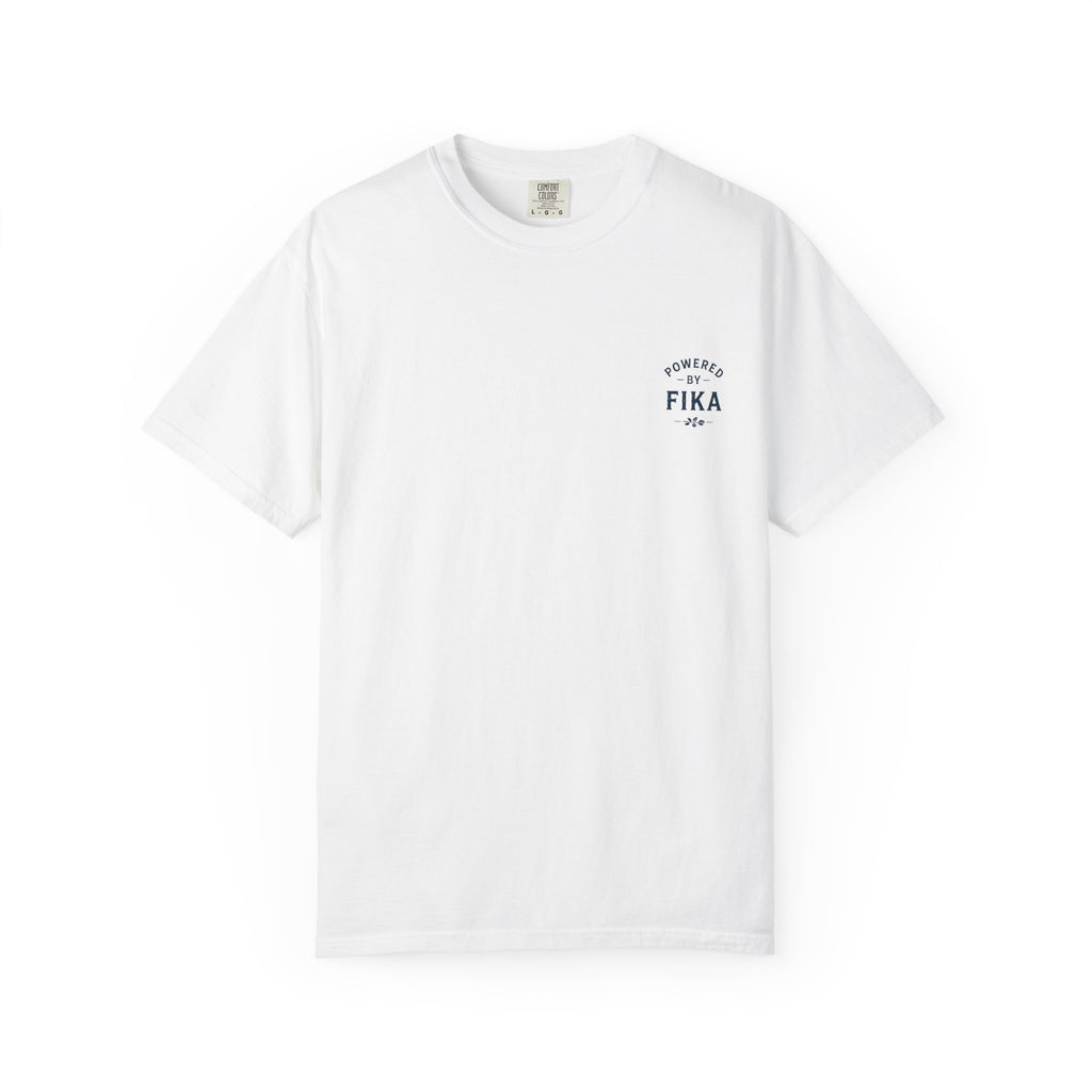 Powered by Fika™ – Slow Down • Enjoy • Repeat - Unisex T-shirt