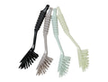 1 x Diskborste Gummihandtag – Swedish Dish Brush with Rubber Grip, available in black, soft grey, pale mint and cream, angled bristle head with pointed cleaning edge
