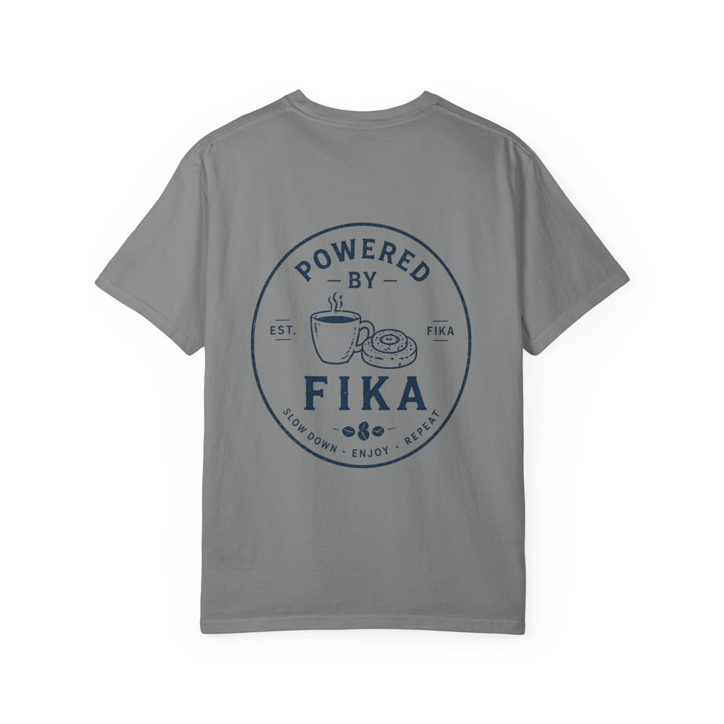 Powered by Fika™ – Slow Down • Enjoy • Repeat - Unisex T-shirt