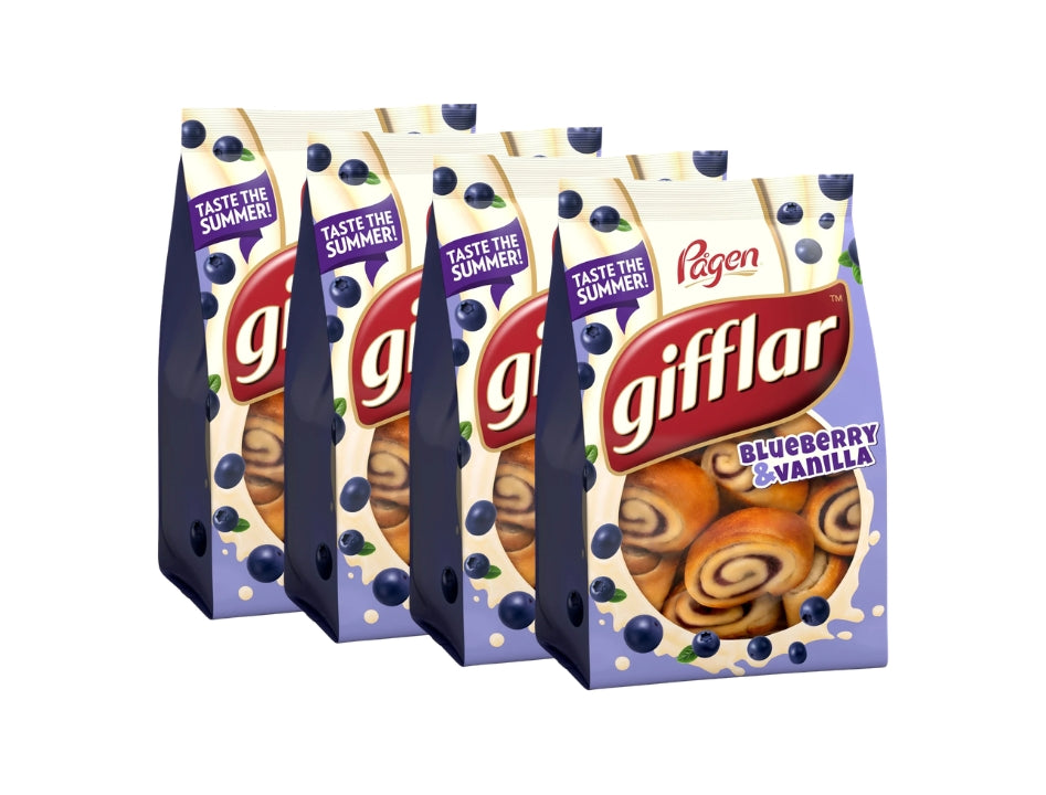 4 x Pågen Gifflar Blueberry & Vanilla 260g – Swedish Mini Blueberry & Vanilla Sweet Rolls
