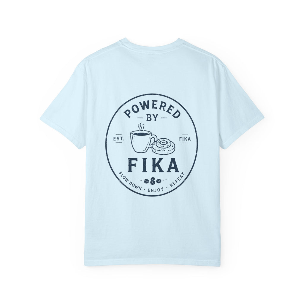 Powered by Fika™ – Slow Down • Enjoy • Repeat - Unisex T-shirt