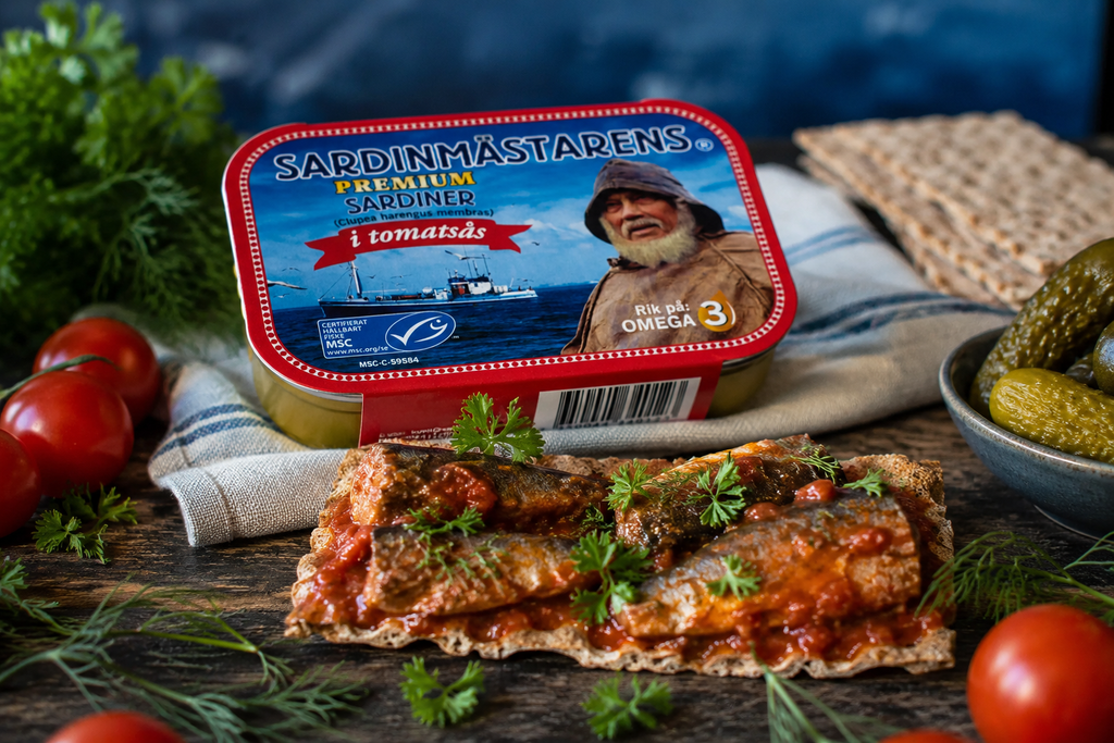 Sardinmästarens Sardines in Tomato Sauce 2 × 100g (2 × 3.53 oz) – Authentic Swedish Sardines in Rich Tomato Sauce