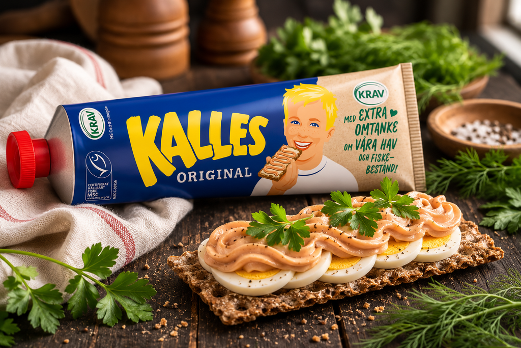 Kalles Kaviar KRAV 250g (8.81 oz) – Authentic Swedish Lightly Smoked Creamed Cod Roe Spread, Organic & KRAV Certified