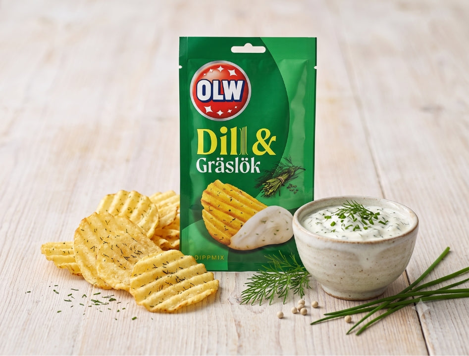 8 × OLW Dippmix Dill & Chives (Dill & Gräslök) 24g (0.85 oz) – Authentic Swedish Herb Dip Mix