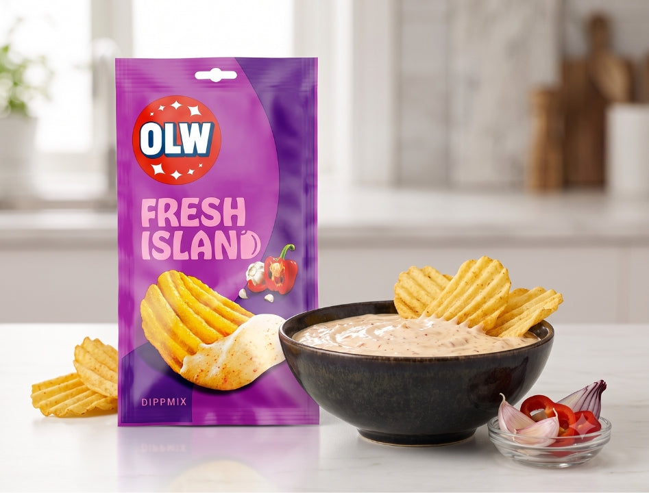 8 × OLW Dippmix Fresh Island 24g (0.85 oz) – Authentic Swedish Herb &amp; Paprika Dip Mix