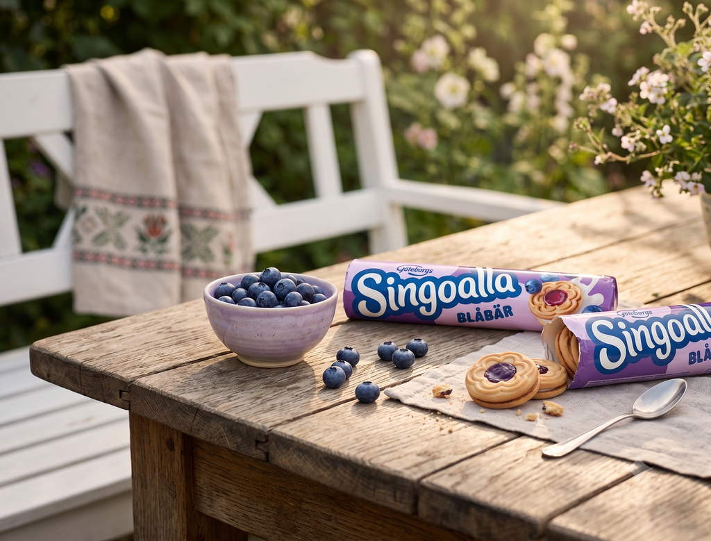 2 Packs of Göteborgskex Singoalla Blueberry Cookies 190g (6.70 oz) – Authentic Swedish Blueberry Cream-Filled Biscuits