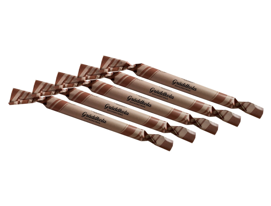 Grenna Polkagriskokeri Sockerstång Gräddkola 5 x 50g – Handmade Swedish cream toffee rock candy sticks from Gränna

