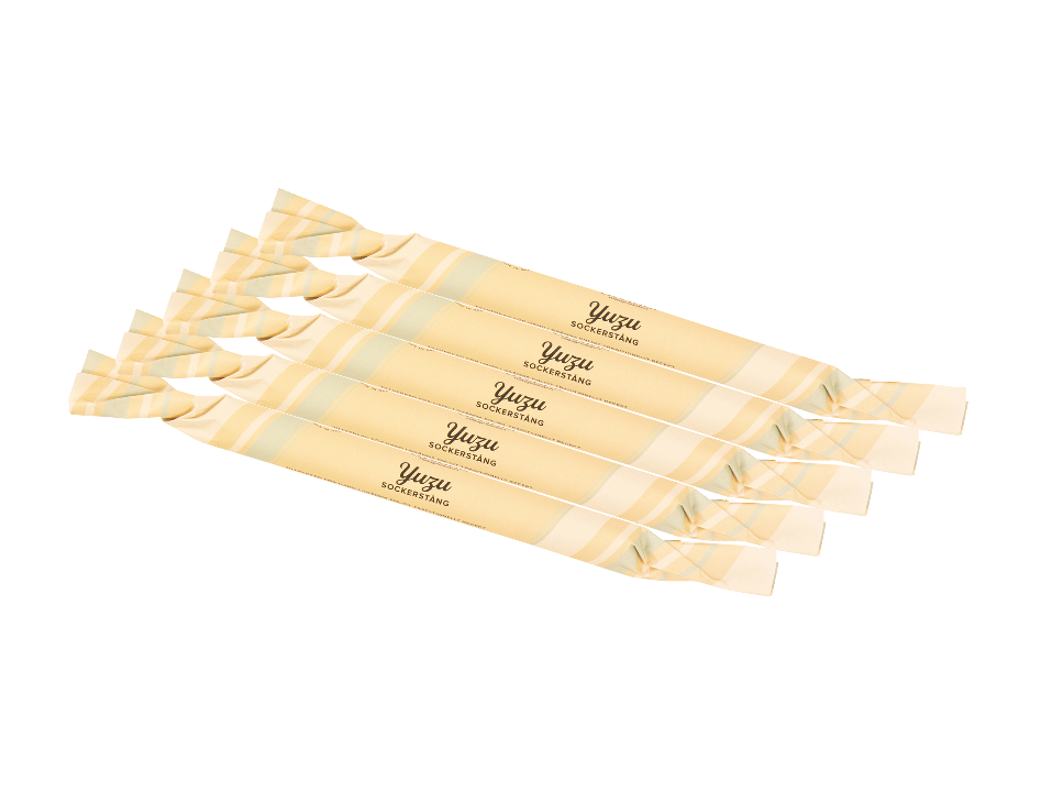 Grenna Polkagriskokeri Sockerstång Yuzu 5 x 50g – Handmade Swedish yuzu rock candy sticks from Gränna

