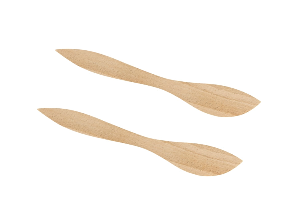 Jonas of Sweden Smörkniv av Bok 2-pack – Swedish FSC-certified beechwood butter knives with bevelled spreading edges, 18cm, made in Sweden
