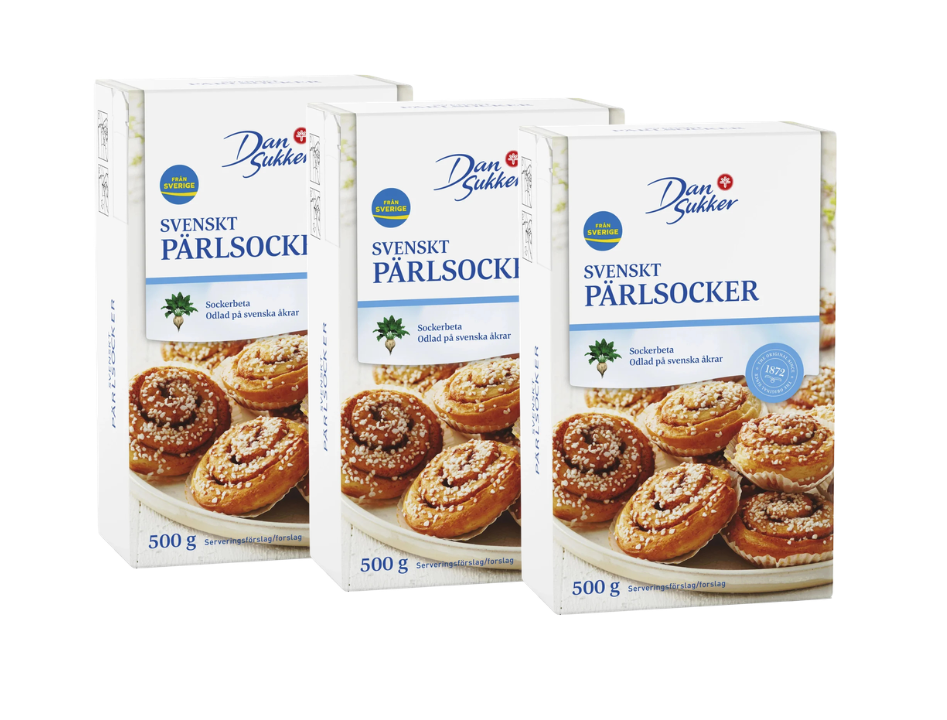 3 Packs of Dan Sukker Swedish Pearl Sugar 500g (17.63 oz) – Authentic Svenskt Pärlsocker for Scandinavian Baking