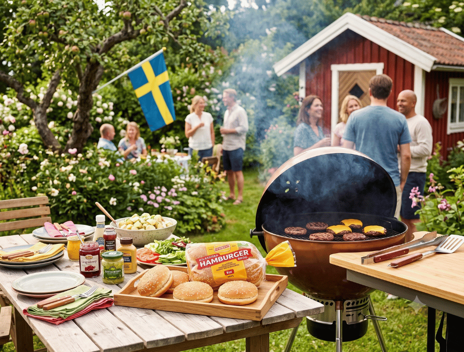 4 x Korvbröds Bagarn Hamburgerbröd 8 Hamburger Buns 448g (15.80 oz) – Authentic Swedish Sesame Hamburger Buns
