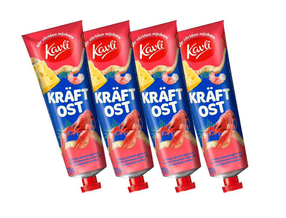 4 Tubes of Kavli Kräftost Crayfish Cheese Spread 275g (9.7 oz) – Authentic Swedish Creamy Cheese Spread with Crayfish