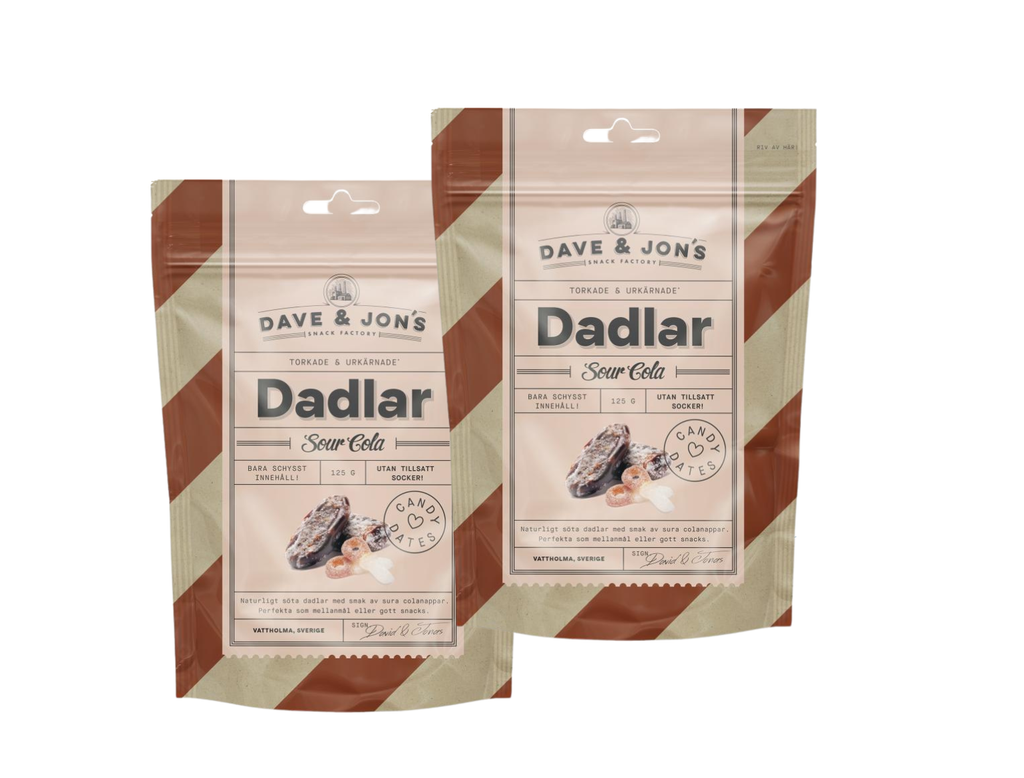 2 Pack Dave and Jons Dadlar Sour Cola - Date-Infused Sour Cola Candy (125g / 4.40oz)
