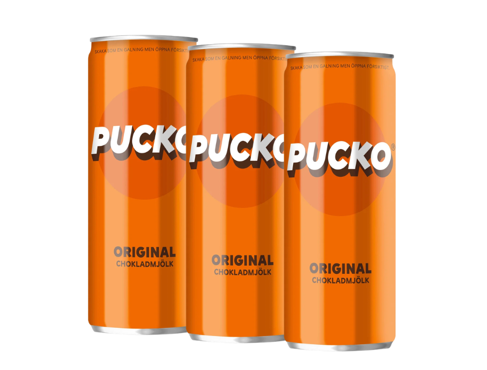 3 Cans of Pucko Original Chocolate Milk Drink 250ml (8.45 fl oz) – Authentic Swedish Ready-to-Drink Chocolate Milk