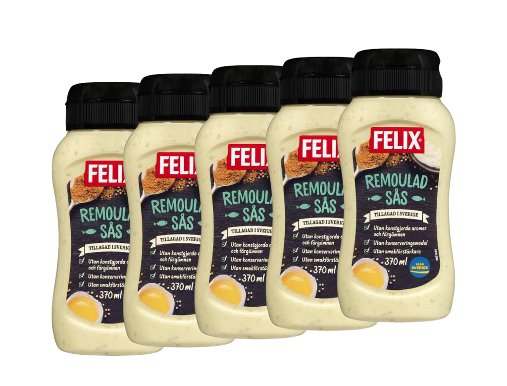 5 Bottles of Swedish Remoulade Sauce - Felix Remouladsås 370 ml (13.05 oz), Felix Remoulade Sauce, Swedish Food, Danish, Swedish Sauce,