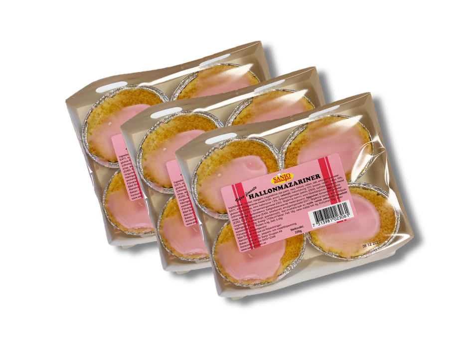 Sanjo HallonMazariner 3 × 220g (3 × 7.76 oz) – Authentic Swedish Raspberry Almond Pastries