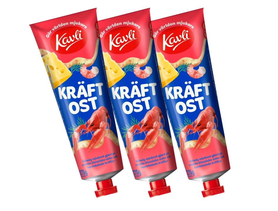 3 Tubes of Kavli Kräftost Crayfish Cheese Spread 275g (9.7 oz) – Authentic Swedish Creamy Cheese Spread with Crayfish