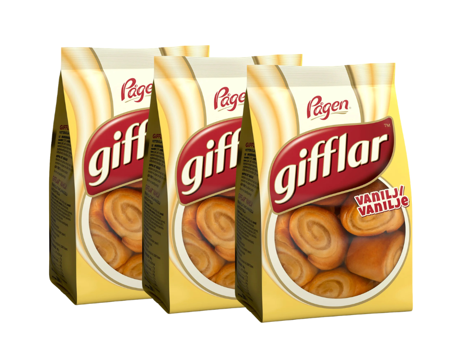 3 Bags of Pågen Gifflar Vanilla Rolls 280g (9.87 oz) – Authentic Swedish Mini Vanilla Pastries