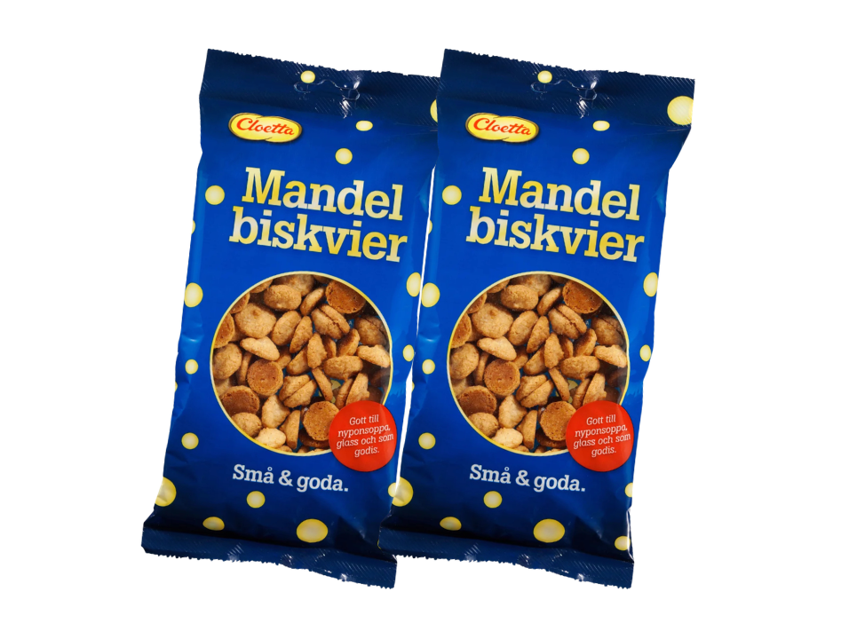 2 Bags of Cloetta Mandelbiskvier Almond Macaroons 150g (5.29 oz) – Authentic Swedish Almond Biscuits