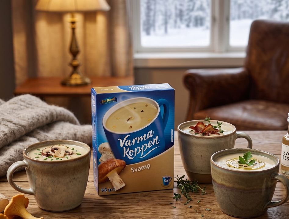 5 Packs of Blå Band Varma Koppen Mushroom Soup Mix 66g (2.32 oz) – Creamy Swedish Instant Mushroom Soup
