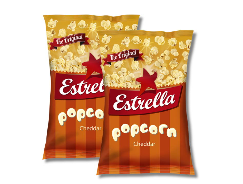 2 Bags of Estrella Popcorn Cheddar – 65g (2.29oz)