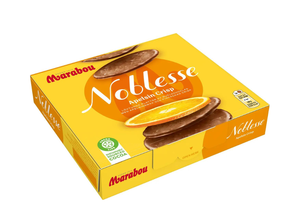 2 Boxes of Marabou Noblesse apelsin (orange) Crisp 150g (5.29 Oz) - Swedish Milk Chocolate with orange, swedish chocolate, milk chocolate