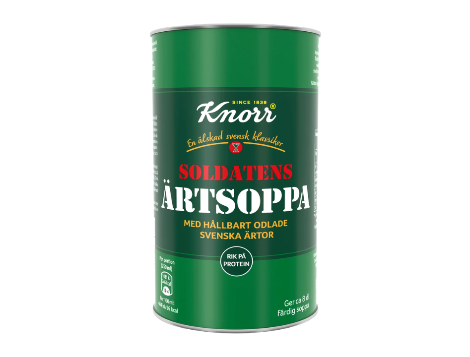 3 Cans of Knorr Soldatens Ärtsoppa 540g (19.05 oz) – Authentic Swedish Yellow Pea Soup – Serves 8 dl