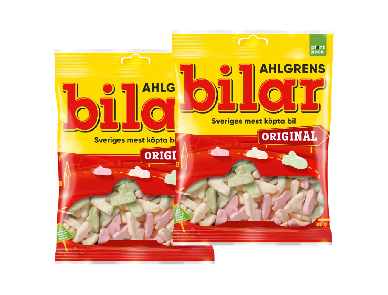 Ahlgrens Bilar Original 2 × 160g (2 × 5.64 oz) – Authentic Swedish Soft Foam Candy Cars – Classic Fruity Treat