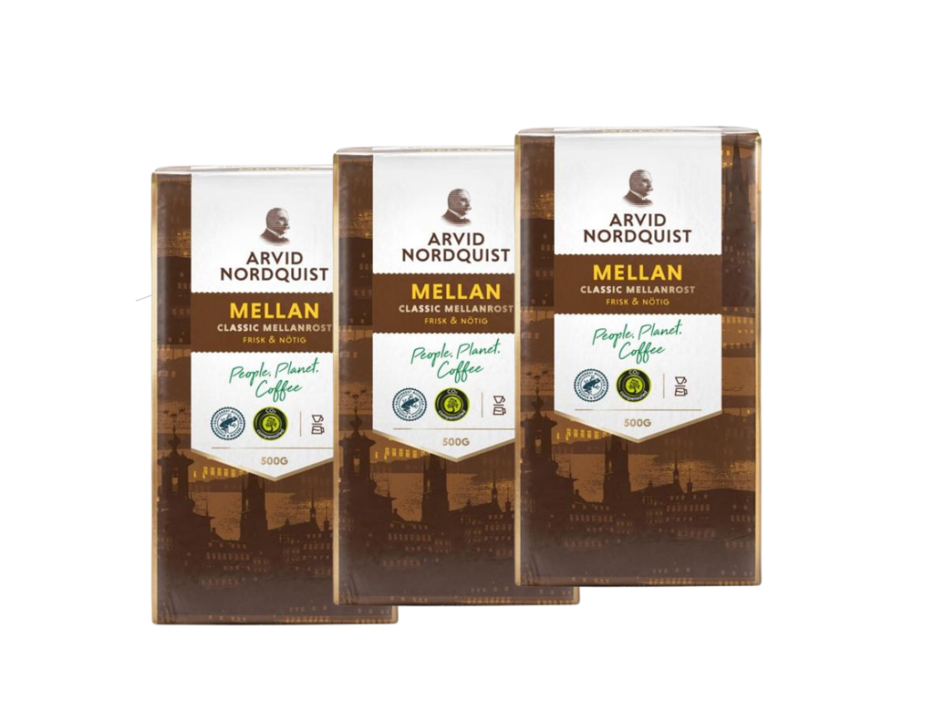 3 Packs of Arvid Nordquist Coffee Medium Roast, Mellanbrygg 500g (17.63oz), Swedish coffee, Scandinavian coffee