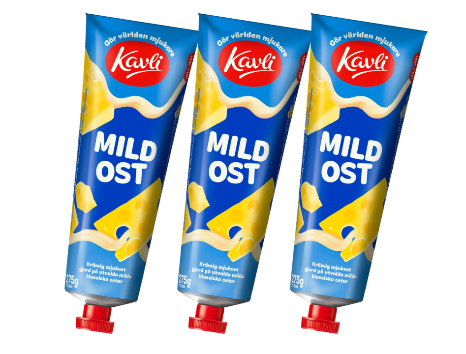 3 Tubes of Kavli Mildost Cheese Spread 275g (9.70 oz) – Authentic Swedish Mild Creamy Cheese Spread