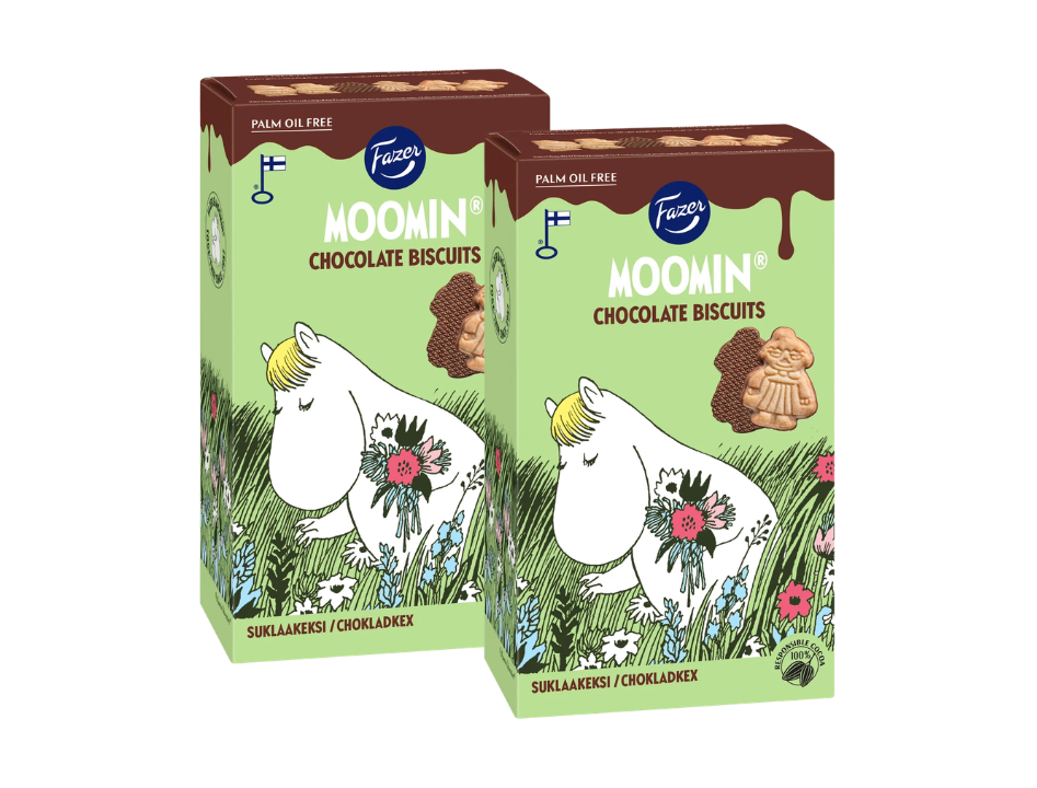 2 Packs of Fazer Moomin Chocolate Biscuits 175g (6.17 oz) – Authentic Nordic Chocolate Biscuits with Moomin Characters