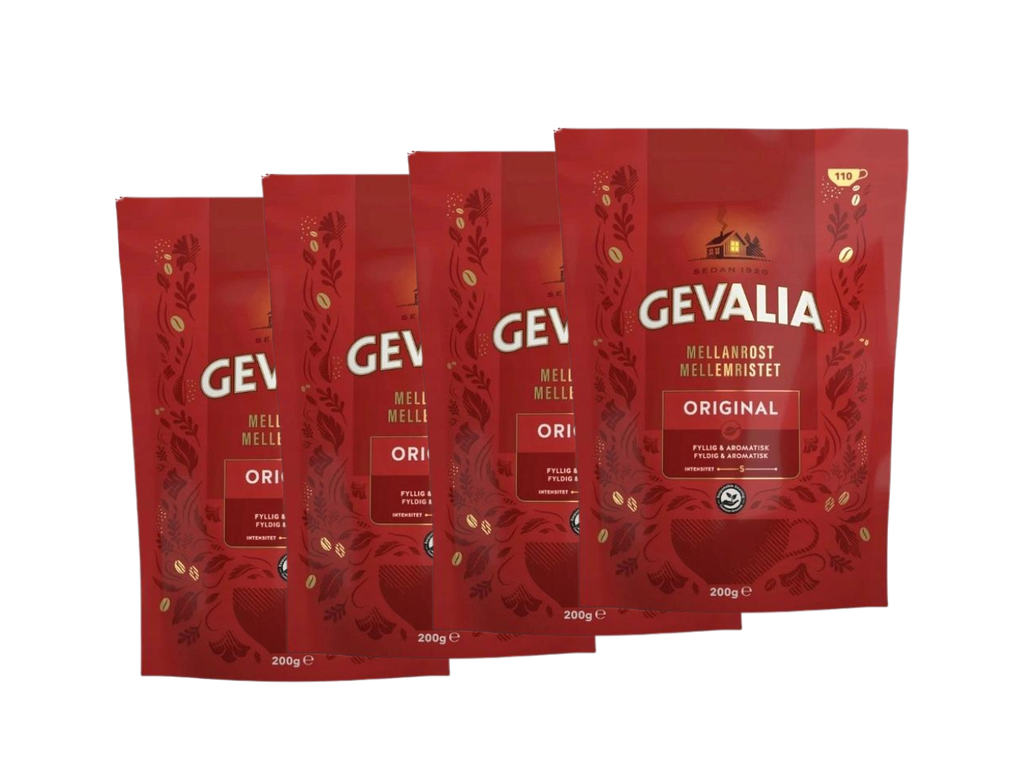 4 Pack of Gevalia Swedish Instant Coffee 200 g (7,05 oz), Mellanrost, Swedish coffee. Medium roast, snabbkaffe Gevalia, Fika Coffee, Sweden
