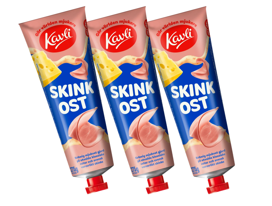 3 Tubes of Kavli SkinkOst Ham Cheese Spread 275g (9.70 oz) – Authentic Swedish Creamy Cheese Spread with Ham