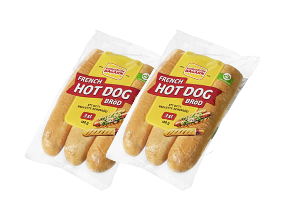 2 Packs of Korvbrödsbagarn French Hot Dog Bread - 3-Pack, 180g (6.34 oz)