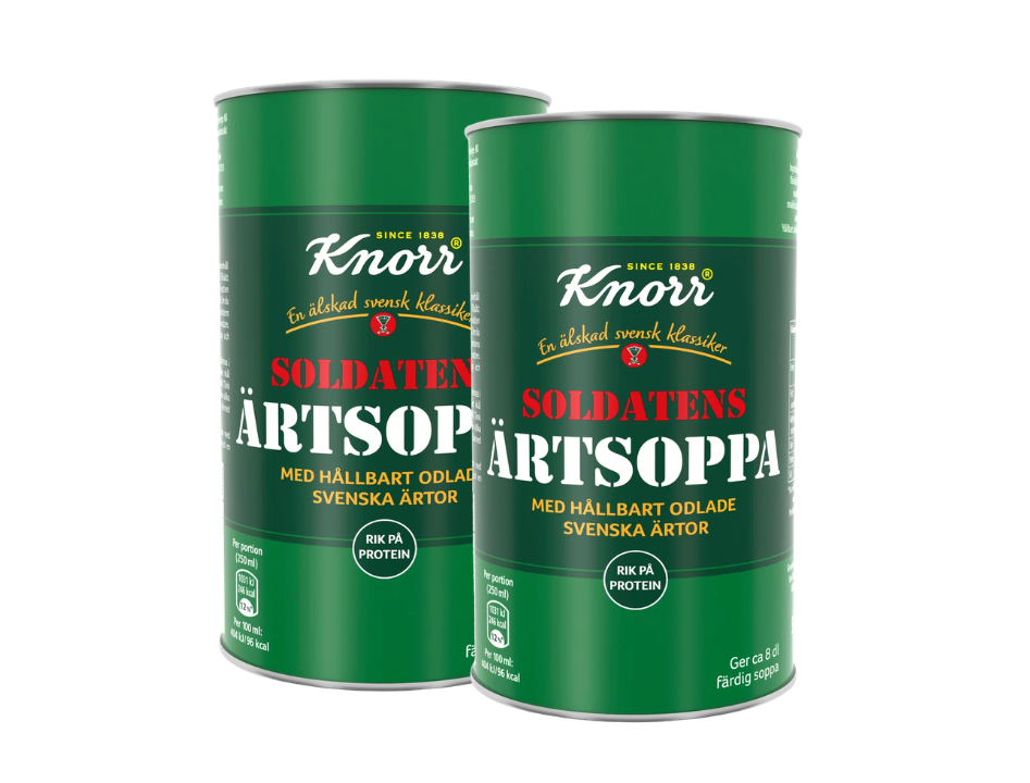 2 Cans of Knorr Soldatens Ärtsoppa 540g (19.05 oz) – Authentic Swedish Yellow Pea Soup – Serves 8 dl