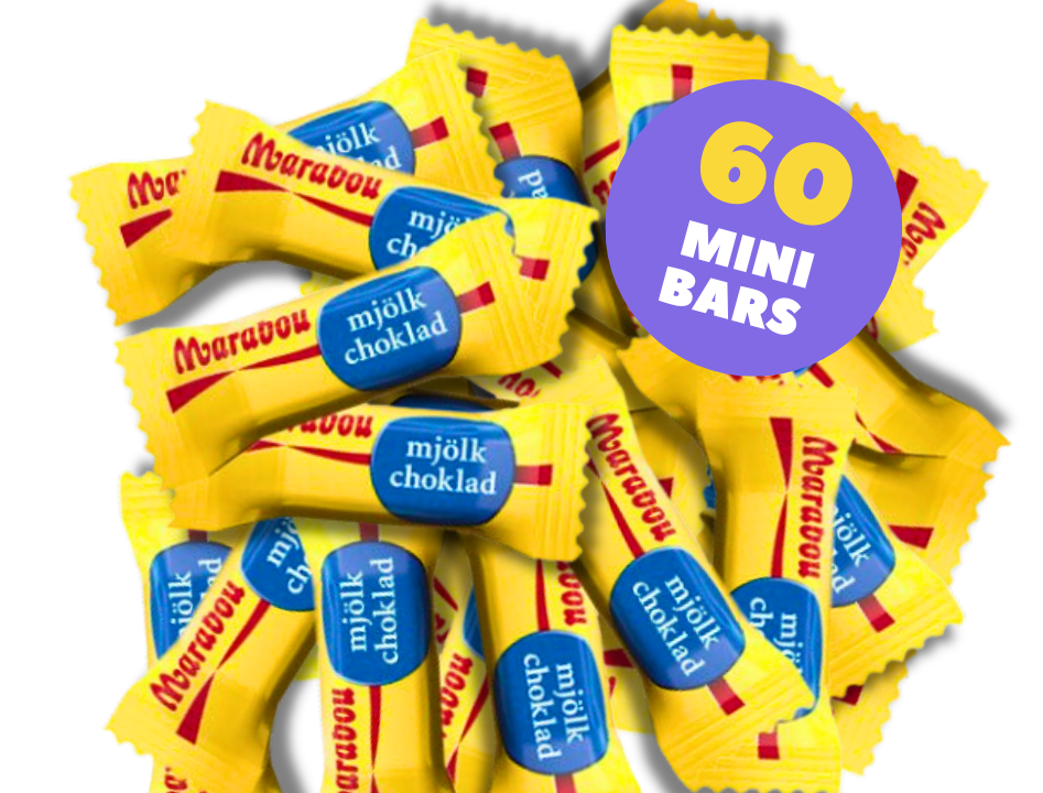 Marabou Mjölkchoklad Mini 60 × 10g (60 × 0.35 oz) – Individually Wrapped Authentic Swedish Milk Chocolate
