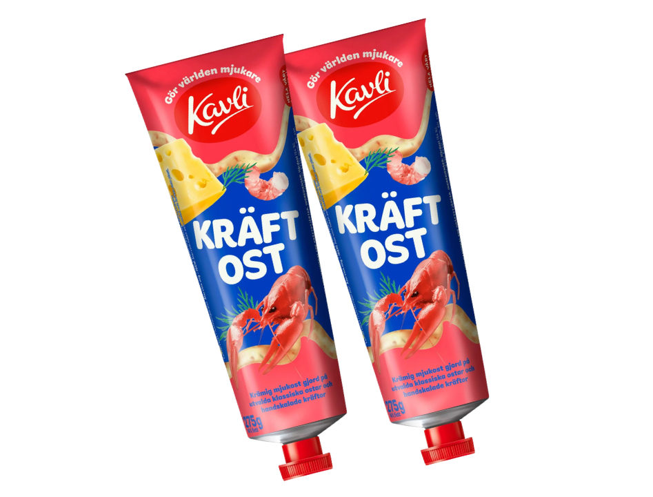 2 Tubes of Kavli Kräftost Crayfish Cheese Spread 275g (9.7 oz) – Authentic Swedish Creamy Cheese Spread with Crayfish