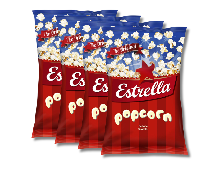 4 Bags of Estrella Popcorn – 65g (2.29oz)
