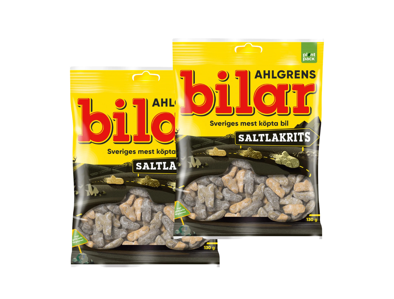 Ahlgrens Bilar Saltlakrits 2 × 130g (2 × 4.58 oz) – Authentic Swedish Salty Licorice Foam Candy Cars