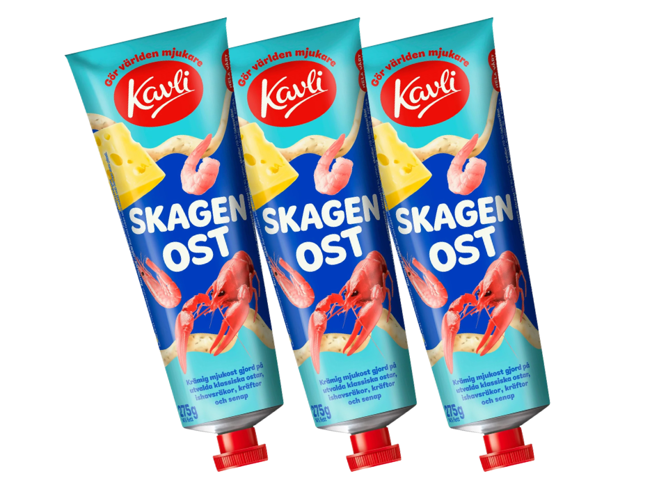3 Tubes of Kavli Skagenost Seafood Cheese Spread 275g (9.70 oz) – Authentic Swedish Creamy Cheese Spread with Shrimp & Crab